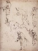 LEONARDO da Vinci Six studies fur naked or clothed men oil painting artist